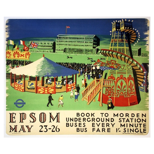 42 - London Underground Poster Clodagh Sparrow Epsom Horse Racing. Original vintage London Transport post... 