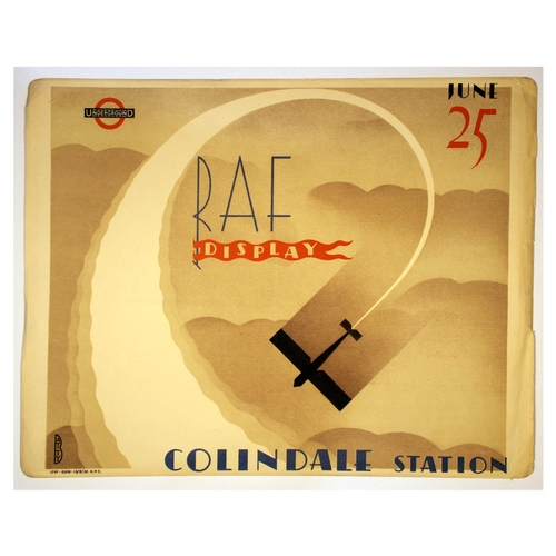 43 - London Underground Poster Dora M Batty RAF Display Colindale. Original vintage London Transport post... 