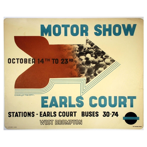 49 - London Underground Poster McKnight Kauffer Motor Show Earls Court London Transport. Original vintage... 