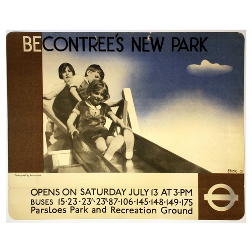 5 - London Underground Poster Richard Beck Becontrees New Park. Original vintage London Transport poster... 