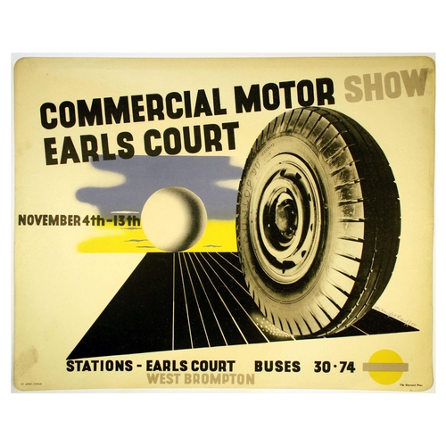 50 - London Underground Poster McKnight Kauffer Commercial Motor Show Earls Court. Original vintage Londo... 