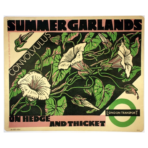 7 - London Underground Poster Walter E Spradbery Summer Garlands on Hedge and Thicket. Original vintage ... 