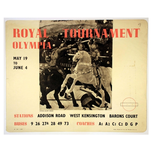 77 - London Underground Poster Royal Tournament Olympia National Gallery. Original vintage London Transpo... 