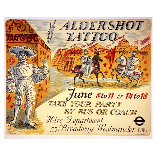 80 - London Underground Poster Edward Bawden Aldershot Tattoo. Original vintage London Transport poster a... 