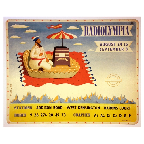 82 - London Underground Poster Gerald Leet Radiolympia Flying Carpet Radio Show. Original vintage London ... 