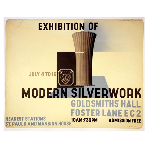 83 - London Underground Poster McKnight Kauffer Exhibition of Modern Silverwork. Original vintage London ... 