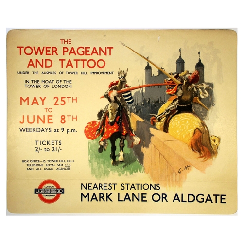 89 - London Underground Poster Tower Pageant Tattoo Horse Joust. Original vintage London Transport poster... 