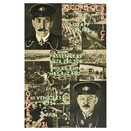 18 - London Underground Poster Maurice Beck Record of Service General . Original vintage London Transport... 
