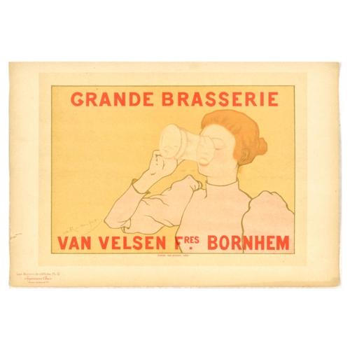 1 - Advertising Poster Grande Brasserie Beer Van Velsen Bornhem Rassenfosse. Original antique advertisin... 