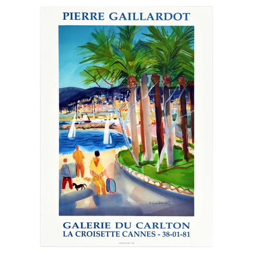 116 - Advertising Poster Pierre Gaillardot La Croisette Cannes Sailboat Palm. Original vintage advertising... 