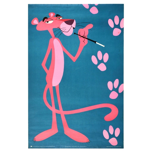 130 - Advertising Poster Pink Panther Cigarette Cartoon. Original vintage Pink Panther cartoon poster feat... 