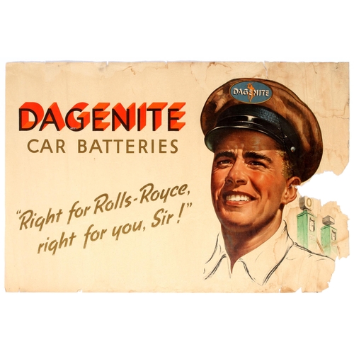 20 - Advertising Poster Dagenite Car Batteries Rolls Royce. Original vintage advertising poster promoting... 