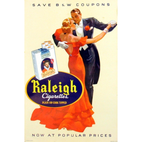 21 - Advertising Poster Dacing Couple Art Deco Raleigh Cigarettes. Original vintage poster for Raleigh Ci... 