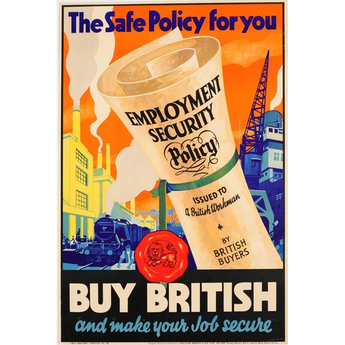23 - Advertising Poster Buy British EMB Empire Marketing. Original vintage advertising poster: The safe p... 