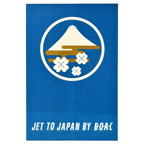 251 - Travel Poster Jet to Japan by BOAC. Original vintage travel poster Jet to Japan by BOAC featuring a ... 