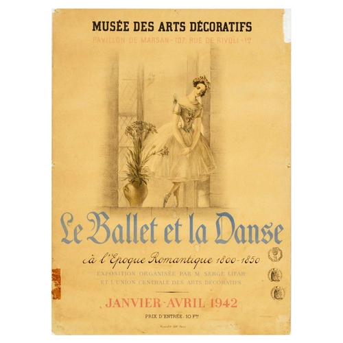 28 - Advertising Poster Ballet Serge Lifar Dance Exhibition Paris France. Rare original vintage advertisi... 