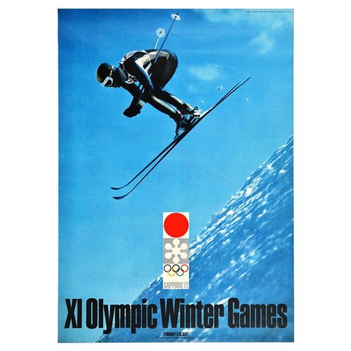 294 - Sport Poster Sapporo Olympics Skier Winter Games Skiing. Rare large version of the original vintage ... 