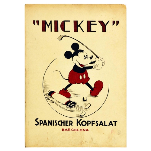 30 - Advertising Poster Mickey Mouse Golf Disney Spanish Lettuce. Original vintage advertising poster Mic... 