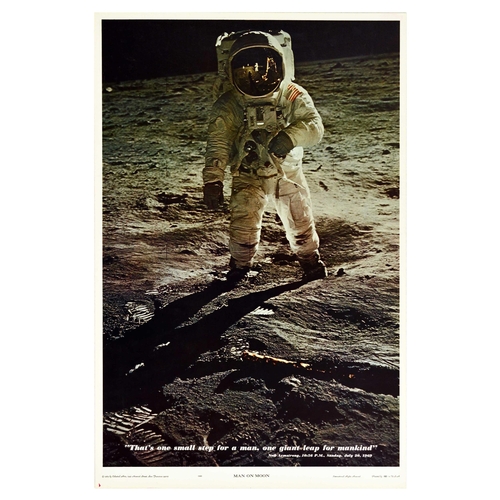 367 - Propaganda Poster Space Exploration USA Man on Moon Neil Armstrong Apollo 11 Buzz Aldrin. Original v... 