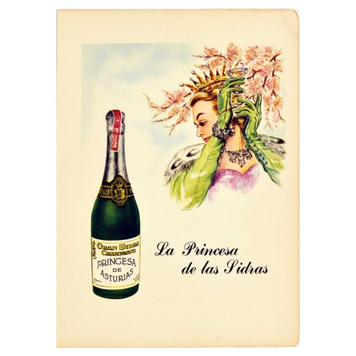 40 - Advertising Poster Princesa de Asturias Cider Alcohol Drink Princess. Original vintage advertising f... 