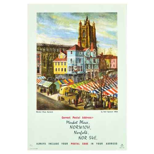 43 - Advertising Poster Market Place Norwich Noel Spencer Post Office. Original vintage advertising poste... 
