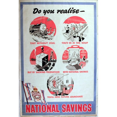 46 - Advertising Poster National Savings Coal Production. Original vintage advertising poster for a Natio... 
