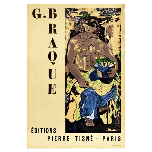 52 - Advertising Poster Georges Braque Art Exhibition. Original vintage advertising poster for a French p... 