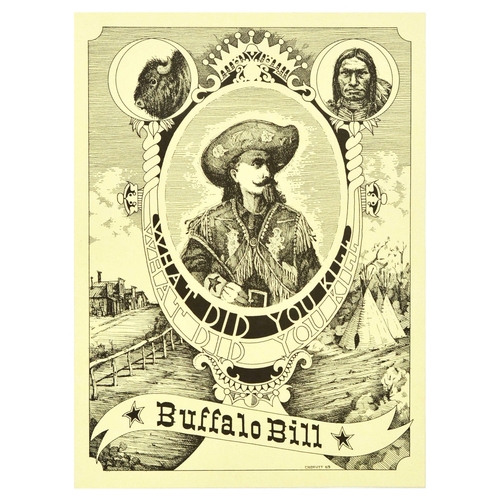 106 - Advertising Poster Buffalo Bill Native American Wild West Saloon. Original vintage advertising poste... 