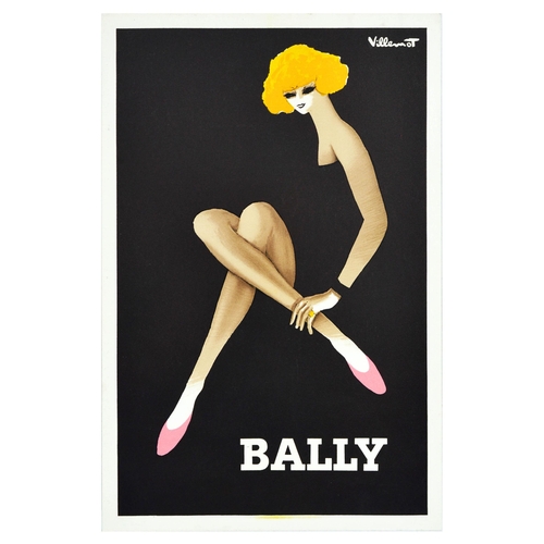 160 - Advertising Poster Bally Shoes Fashion Villemot Lady. Original vintage advertising poster for Bally ... 