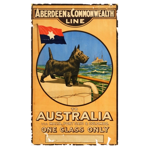 177 - Travel Poster Aberdeen Commonwealth Scottish Terrier Line Australia. Original vintage travel adverti... 