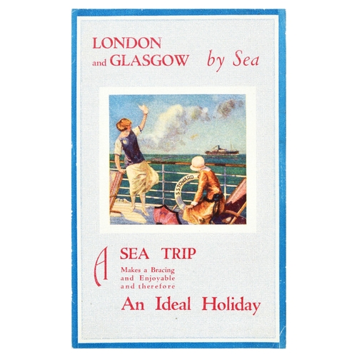 179 - Travel Poster London Glasgow By Sea Clyde Shipping Company Art Deco. Original vintage travel flyer p... 