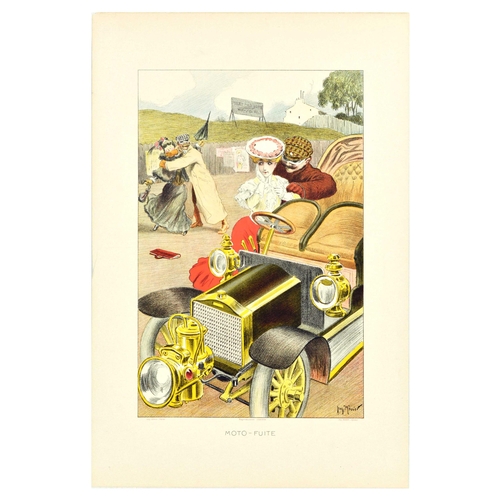 21 - Advertising Poster Moto Fuite Automobile Victorian. Original antique poster Moto - Fuite featuring a... 