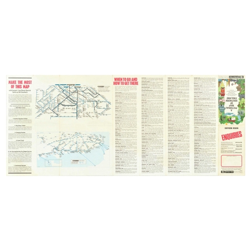 216 - Travel Poster British Rail Pictorial Map Southern England Southern Region. Original vintage travel p... 