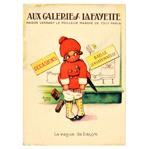 25 - Advertising Poster Galeries Lafayette Lingerie La Vague De Baisse Beatrice Mallet. Original vintage ... 