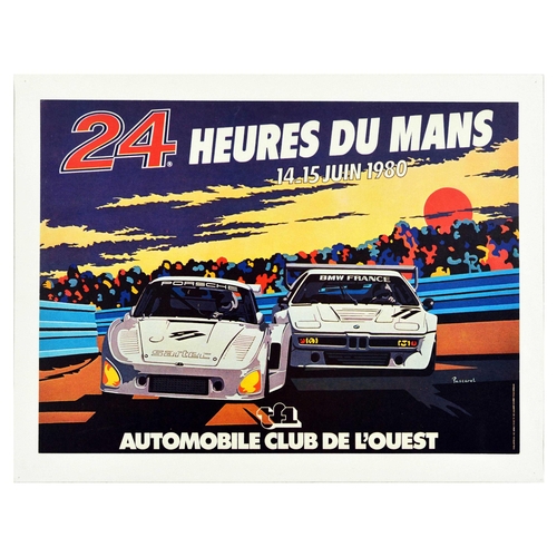 252 - Sport Poster 24 Heures Du Mans Car Racing BMW Porsche. Original vintage motorsport poster for the 24... 