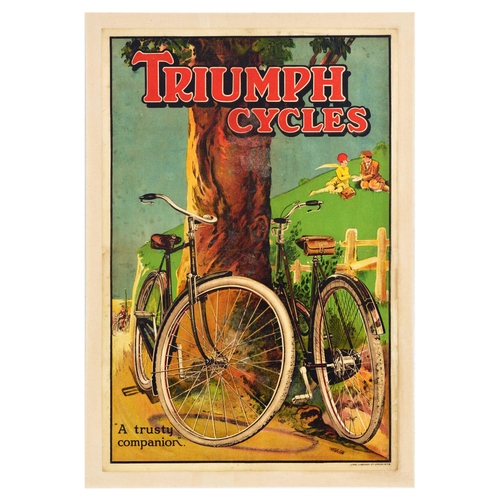 34 - Advertising Poster Triumph Cycles Trusty Companion Bicycle Cycling. Original vintage advertising pos... 