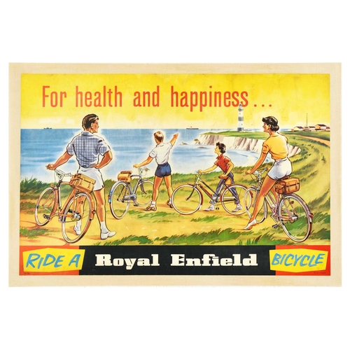 36 - Advertising Poster Royal Enfield Health Happiness Bicycle Cycling. Original vintage advertising post... 