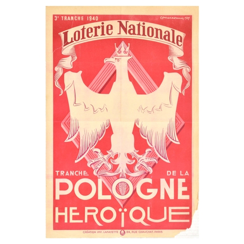 45 - Advertising Poster Heroic Poland Loterie Nationale Pologne Heroique. Original vintage advertising po... 