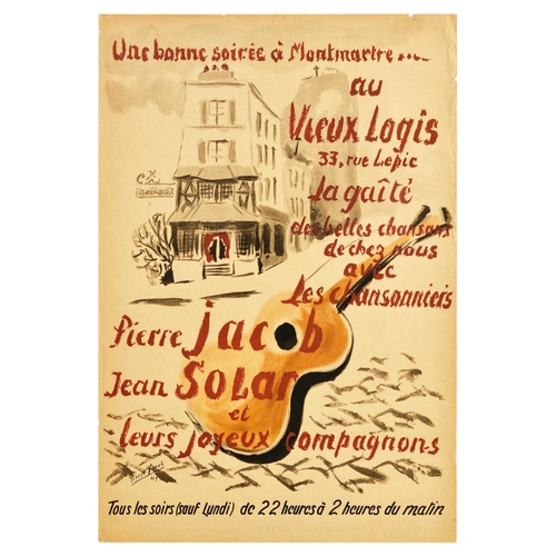 48 - Advertising Poster Pierre Jacob Jean Solar Montmartre Music Concert. Original vintage advertising po... 