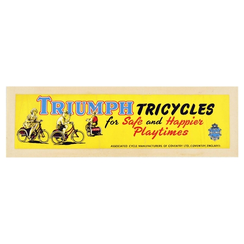 54 - Advertising Poster Triumph Tricycles Playtimes Children Cycling Happy. Original vintage advertising ... 