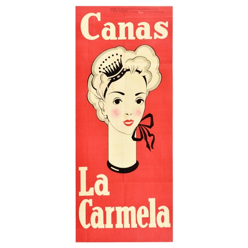 59 - Advertising Poster Canas La Carmela Grey Hair Lady. Original vintage advertising poster Canas La Car... 