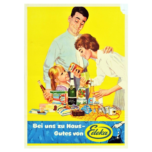 64 - Advertising Poster Edeka At Home Family Shopping. Original vintage advertising poster for Edeka supe... 