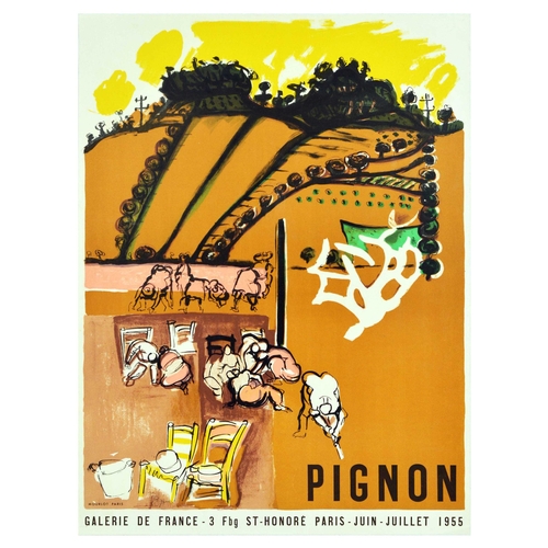 70 - Advertising Poster Edouard Pignon Art Exhibition Field Farm. Original vintage advertising poster for... 