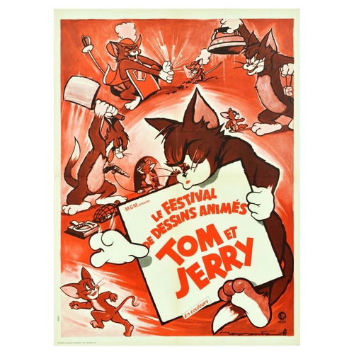 74 - Advertising Poster Tom And Jerry Cartoon Festival Animation MGM Cat Mouse. Original vintage advertis... 