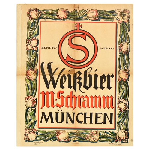 1 - Advertising Poster Weissbier M-Schramm Beer Alcohol Drink Advertising. Original antique advertising ... 