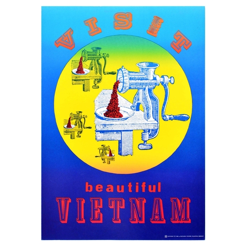 104 - Advertising Poster Lothar Gunther Visit Beautiful Vietnam Psychedelic Pipa Pop . Original vintage ad... 