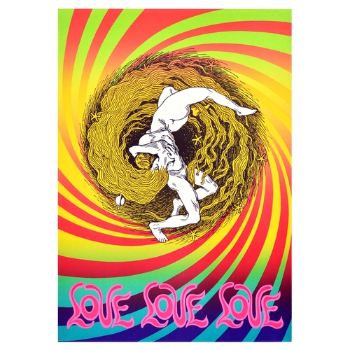 105 - Advertising Poster Lothar Gunther Love Kiss Psychedelic Pipa Pop. Original vintage advertising poste... 