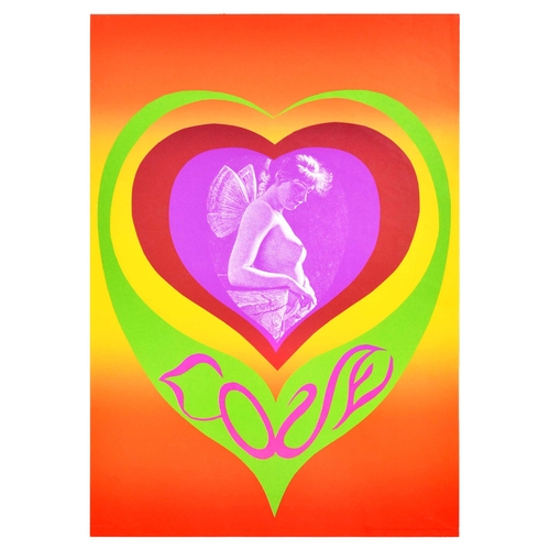 111 - Advertising Poster Love Heart Lothar Gunther Psychedelic Pipa Pop. Original vintage advertising post... 