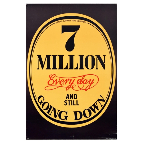 126 - Advertising Poster Guinness Stout Beer 7 Million And Still Going Down. Original vintage advertising ... 
