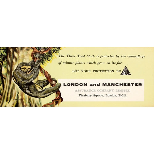 137 - Advertising Poster Sloth London Manchester Assurance. Original vintage advertising poster for the Lo... 